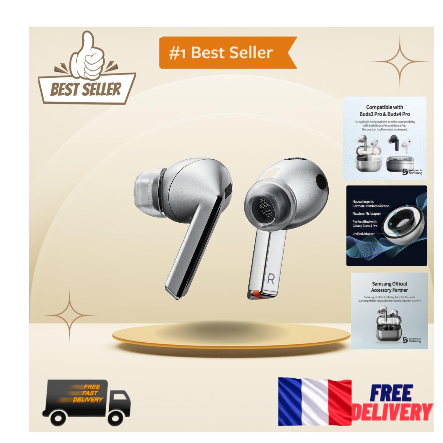 Embouts AZLA SednaEarfit M pour Galaxy Buds 3 Pro en silicone premium