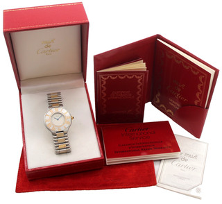 Cartier Must de Cartier 21 Vintage 1980's 30mm Two Tone Quartz Watch AS IS LW 68