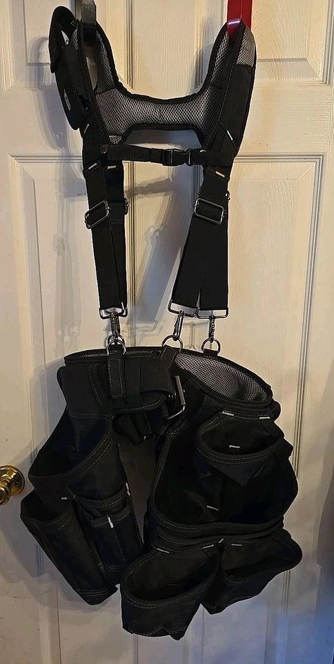 Dead On Tools Quality 19 Pocket Carpenters Tool Belt Suspenders Hammer Holster + - Image 2 of 4