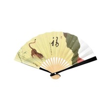 5-sun Folding Fan, Black Lacquer, Bamboo & Tiger, "Fuku" (Senke Jisshoku)
