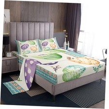 Easter Eggs Sheet Set Size, Kids Cute Flower Floral Sheets with Queen Multi 32