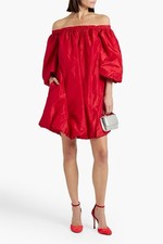 VALENTINO GARAVANI Off-the-shoulder Gathered Silk-satin Mini Dress MSRP $4500