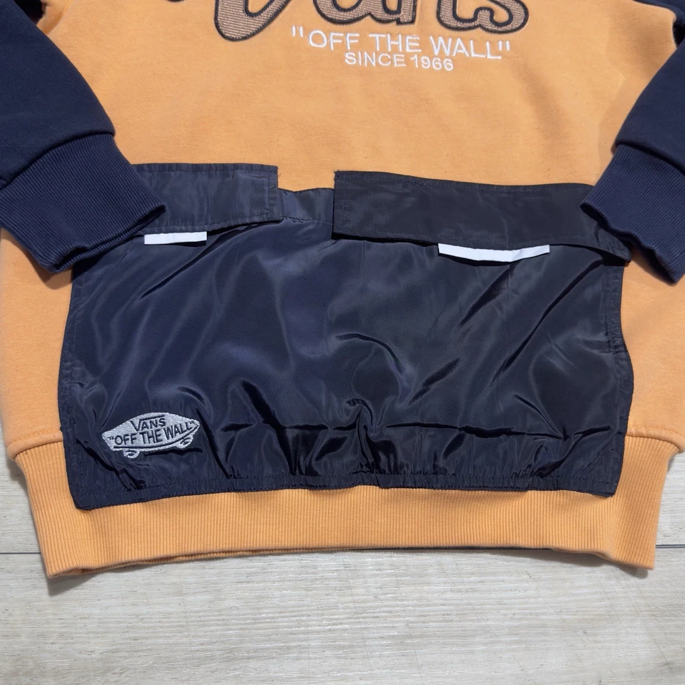 Vans Sudadera con Capucha Suéter Para Mujer Mediana Naranja Negra Sudadera Bolsillos Damas Patín Foto 4 de 4