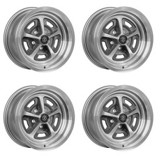 Moray Wheels Polished Gray 15x7 15x8 Magnum 500 Wheel Set Mustang 65-73