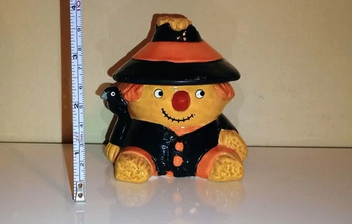 Vtg Halloween Decoration Scarecrow Ceramic Votive Tea Light Candle Holder Cool - product listing photo