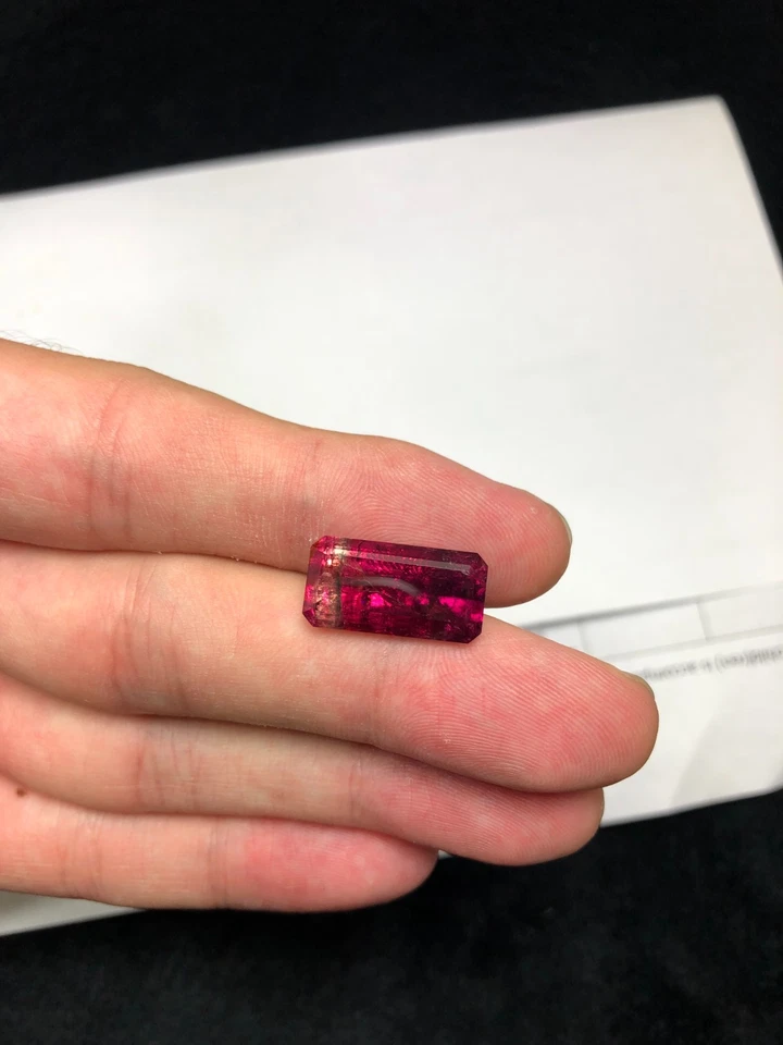 10.6 Carats Natural Bi Color Emerald Cut Tourmaline faceted - Image 2 of 4