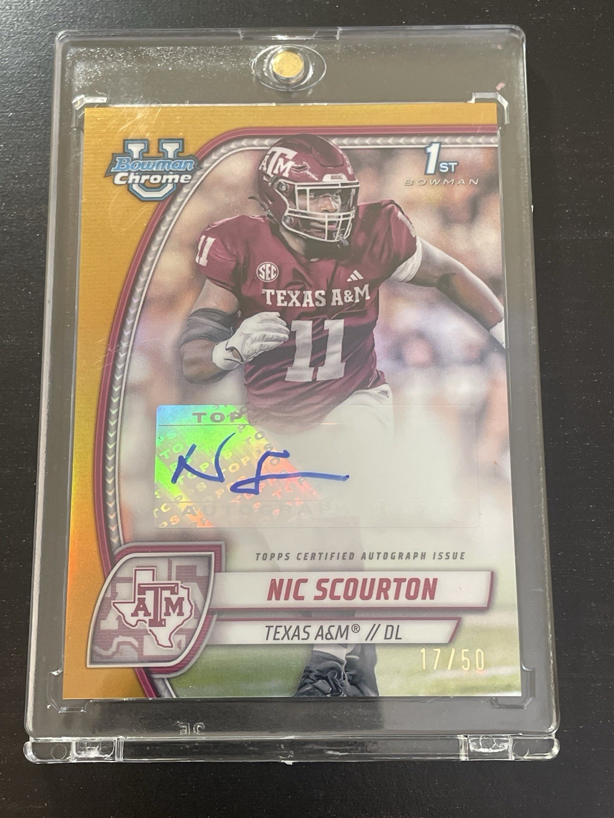 2024 Bowman University Chrome Nic Scourton Auto Gold Refractor /50 RC