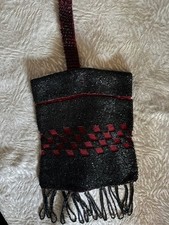 Antique Art Deco Beaded Purse Black  Red