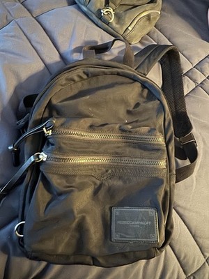 Rebecca Minkoff Black Nylon Mini Backpack 13'' Silver Zipper Pockets
