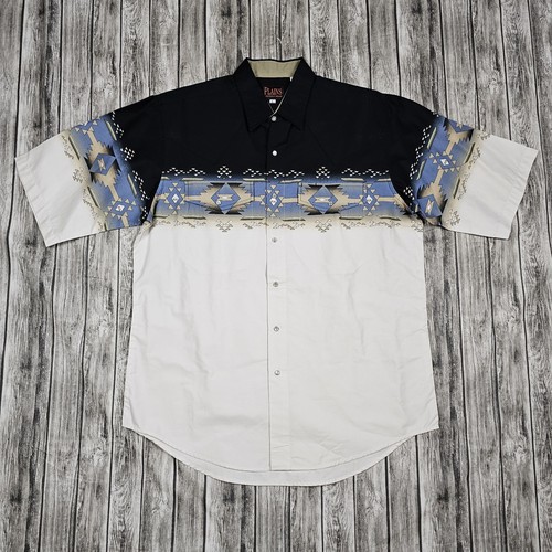 Chemise Western Plains Western Wear Homme – XL – Bleu Perle, Manches Longues, Bon état