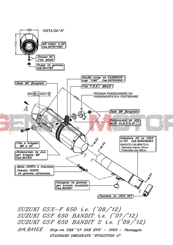 Pot D'Echappement Lv One Evo Acier Suzuki Gsf 650 Bandit/S 2007 > 2015 - Photo 3/3