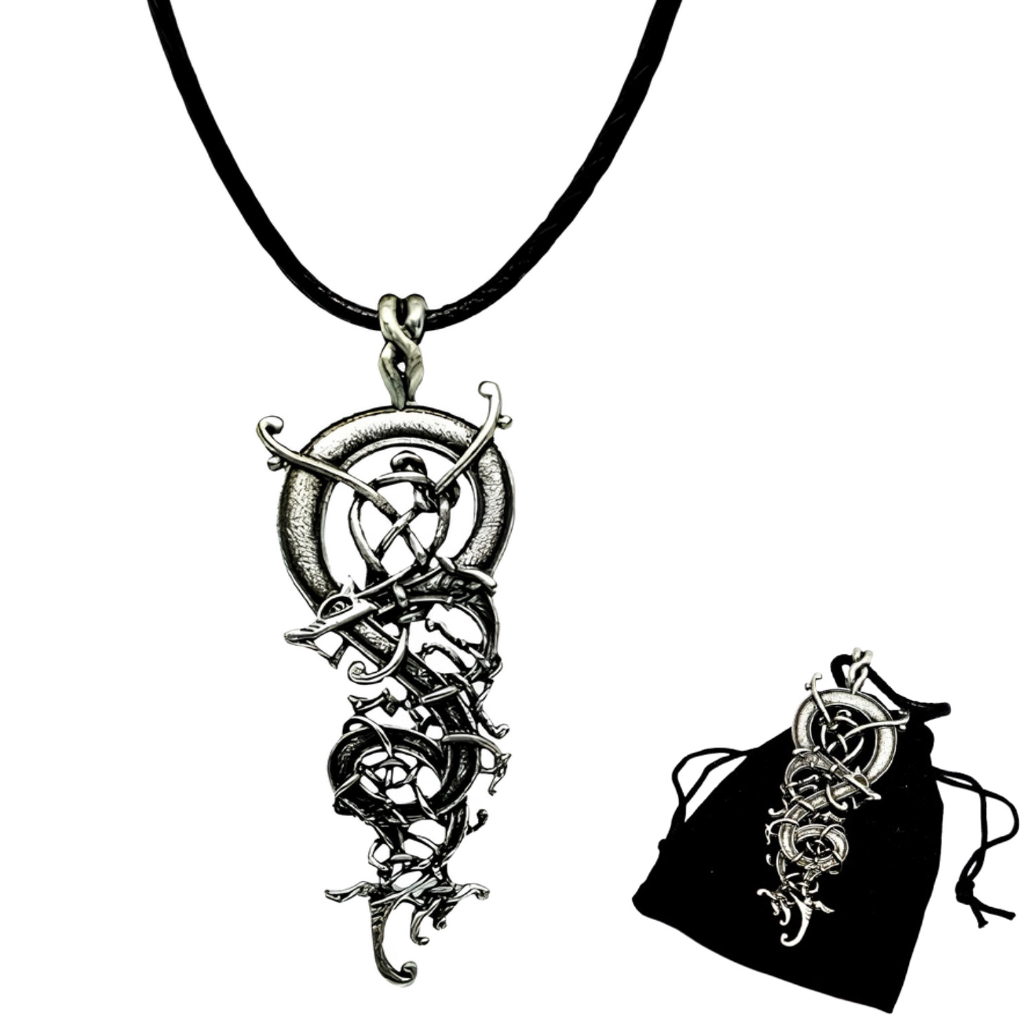 Viking Dragon Pendant Ringerike Necklace Norse Jormungandr Jewellery & Gift Bag