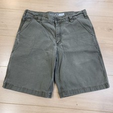Carhartt Rigby Dungaree Shorts Mens 34 9" Green Canvas Cargo Relaxed Workwear