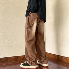 Trousers Cargo Brown Jeans For Men Straight Male Cowboy Pants Trousers Clothes