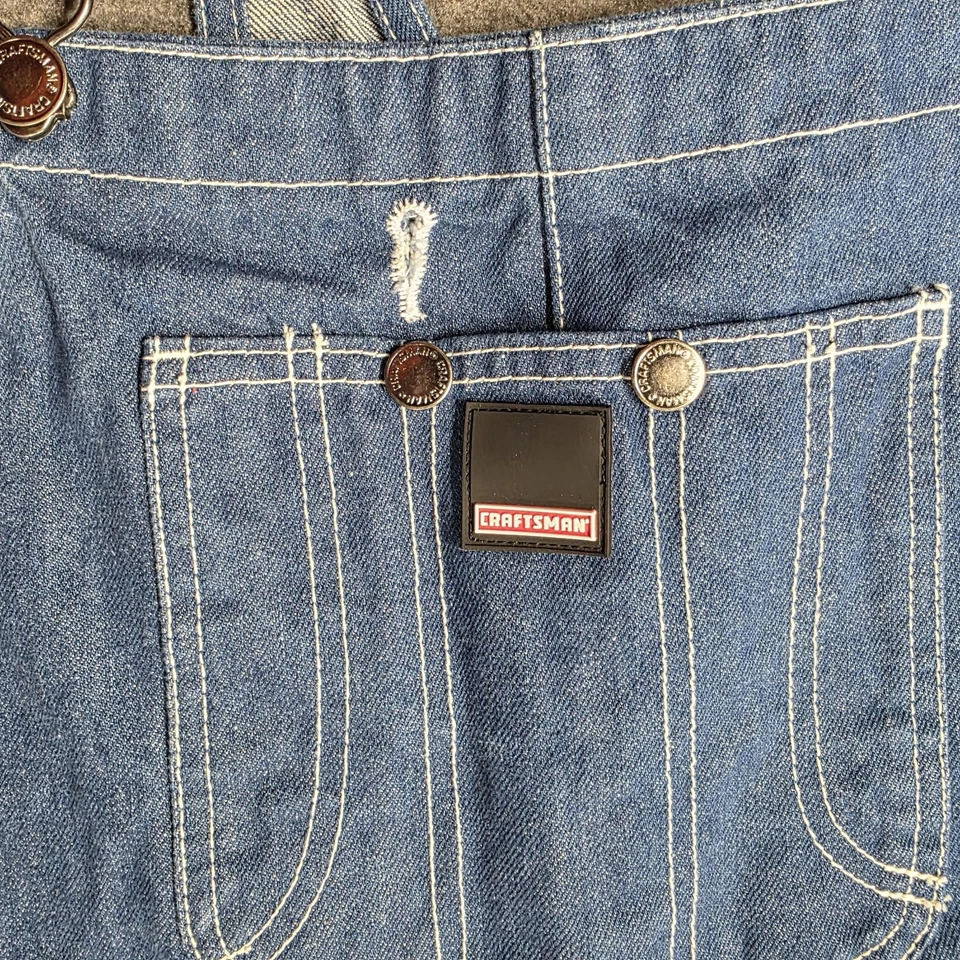 Macacão Craftsman Bib Masculino 30x32 Azul Denim Carpinteiro Roupa de Trabalho Martelo Loop - Imagem 4 de 4