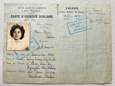 South Vietnam School ID Card, 1958-60