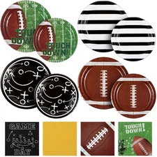 Football Party Supplies Set 72 PCS Plates Napkins for 24 Guests Tableware