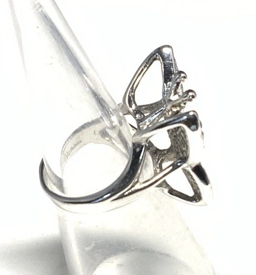 Anillo Polilla Mariposa Marcasita Oro Blanco 18k HGE Talla 4.75 KP103 Foto 3 de 4