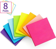8 Pads Sticky Notes 3X3 Self-Stick Notes 8 Bright Multi Colors Purple Sticky ...