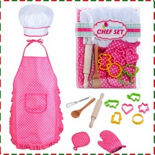 HmiL-U Chef Set for Kids - 13 Pcs Kid Cooking and Baking Sets Includes Apron,