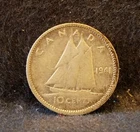 1941 Canada silver 10 cents, George VI, decent details, KM-34 (CA3)