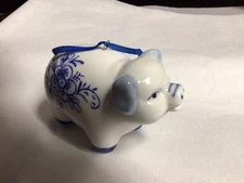 Kurt Adler Blue Delft Porcelain Pig Ornament  New