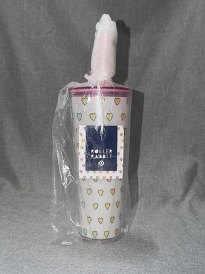#ad Roller Rabbit x Target 24oz Disco Hearts Wave Tritan Tumbler White Pink NWT $29.95