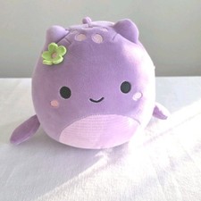 Squishmallow Shon the Purple Loch Ness Monster With Flower Approx 8 Inches Tall