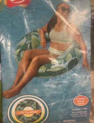 New Playday Tropical Inflatable Green/multi color Tube/Float 9+ with repair kit