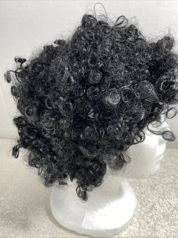 Peluca negra rizada de Halloween Jheri Curl años 70 discoteca afro disfraz talla adulto fiesta Foto 3 de 4