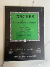 Arches Watercolour Paper Pad Grain Fin Cold Pressed 300gsm 9x12in White