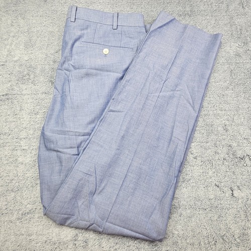 Lauren Ralph Lauren, Lauren Ralph Lauren Pants Mens 35x32 Blue Cotton Trousers Flat Front Black Label