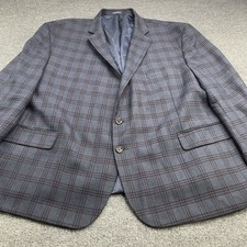 Stafford Mens 54 R Big Tall Blue Year Round Sport Coat Birdseye Windowpane