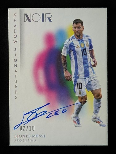 2024-25 Panini Noir LIONEL MESSI 2/10 Auto Shadow Signatures Argentina #SD-LM