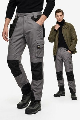 Caterpillar Utility Cargo Work Pants Reinforced Knees Canvas Gray/Black 28/32