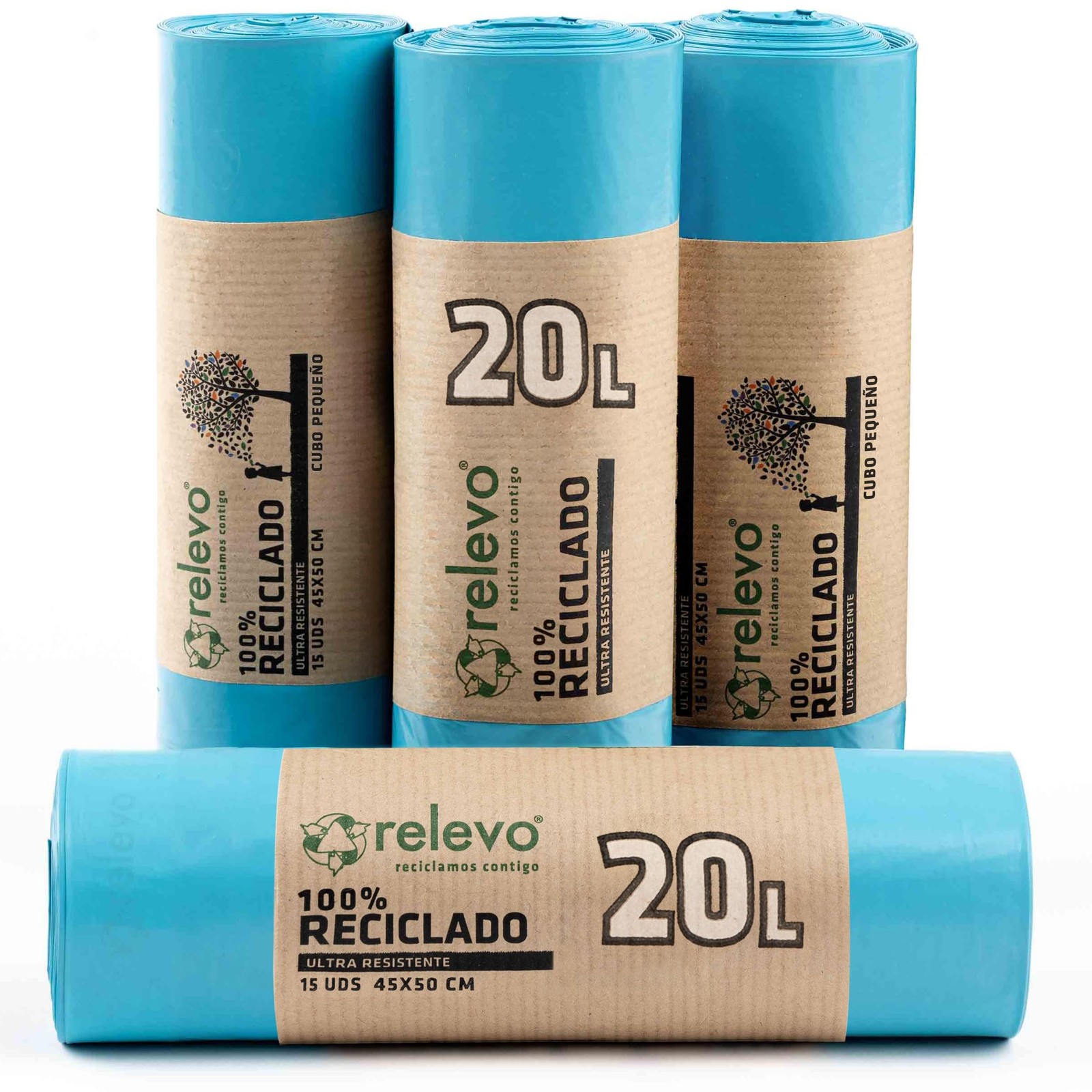 Relevo Blue Drawstring Bin Bags - 20L (Width 45 cm 1 count (Pack of 60),