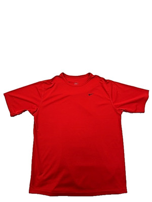 Nike Men's T-Shirt Red Dri-FIT Size L Short Sleeve Crew Neck Athletic