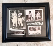 MICKEY Mantle WILLIE Mays Signed JSA PHOTO Autographed FRAMED COA Baseball MLB