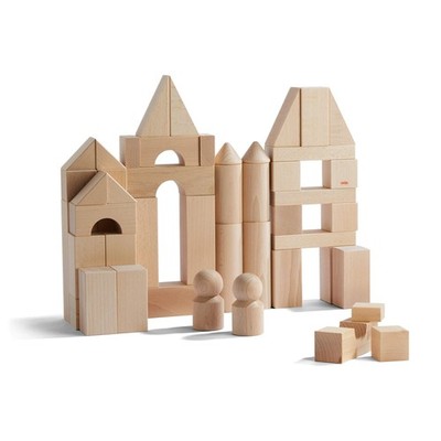 Haba 60 Piece Building Block Set Natural Beech Wood For Kids Ages 1 To 8