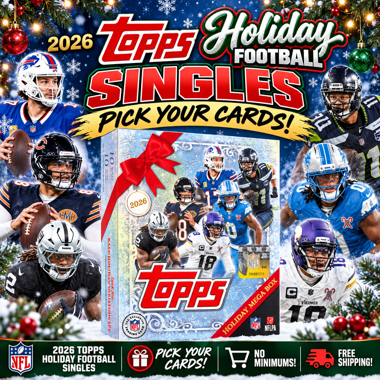 2026 Topps Holiday Football Singles - Pick Your Cards - No Minimums!