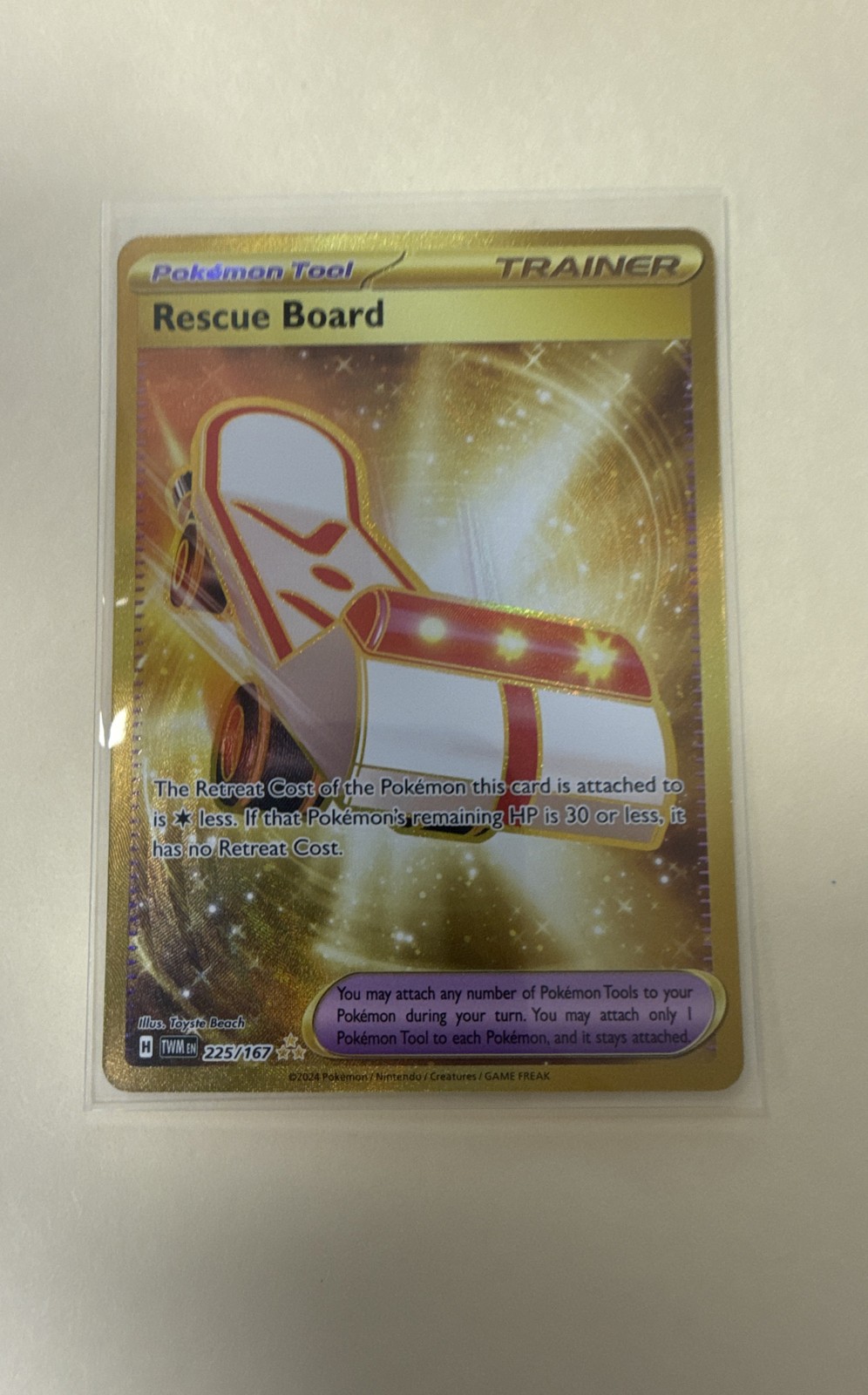 Pokemon TCG Rescue Board 225/167 Twilight Masquerade SV06 Gold Hyper Rare Holo N