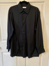 Calvin Klein Men's Dress Shirt Large 16.5 In/32-33 Black Business Button Down