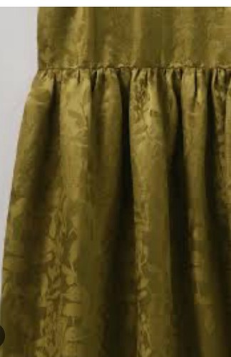 Toast Linen Silk Jaquard Dress Rich Olive Size 10 BNWT Midi Pockets - Picture 3 of 18