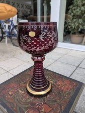 Glaspokal Aus Böhmischen Überfangglas Handgeschliffen Glasbecher