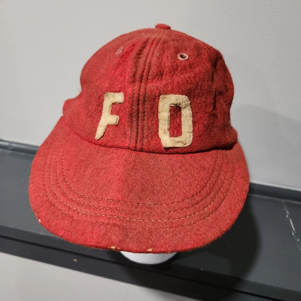 Verdadera De Colección Principios de 1900 FD Lana Gorra de Béisbol Gorra Mediana 20s 30s 40s 50s ENGASTADA Foto 2 de 4