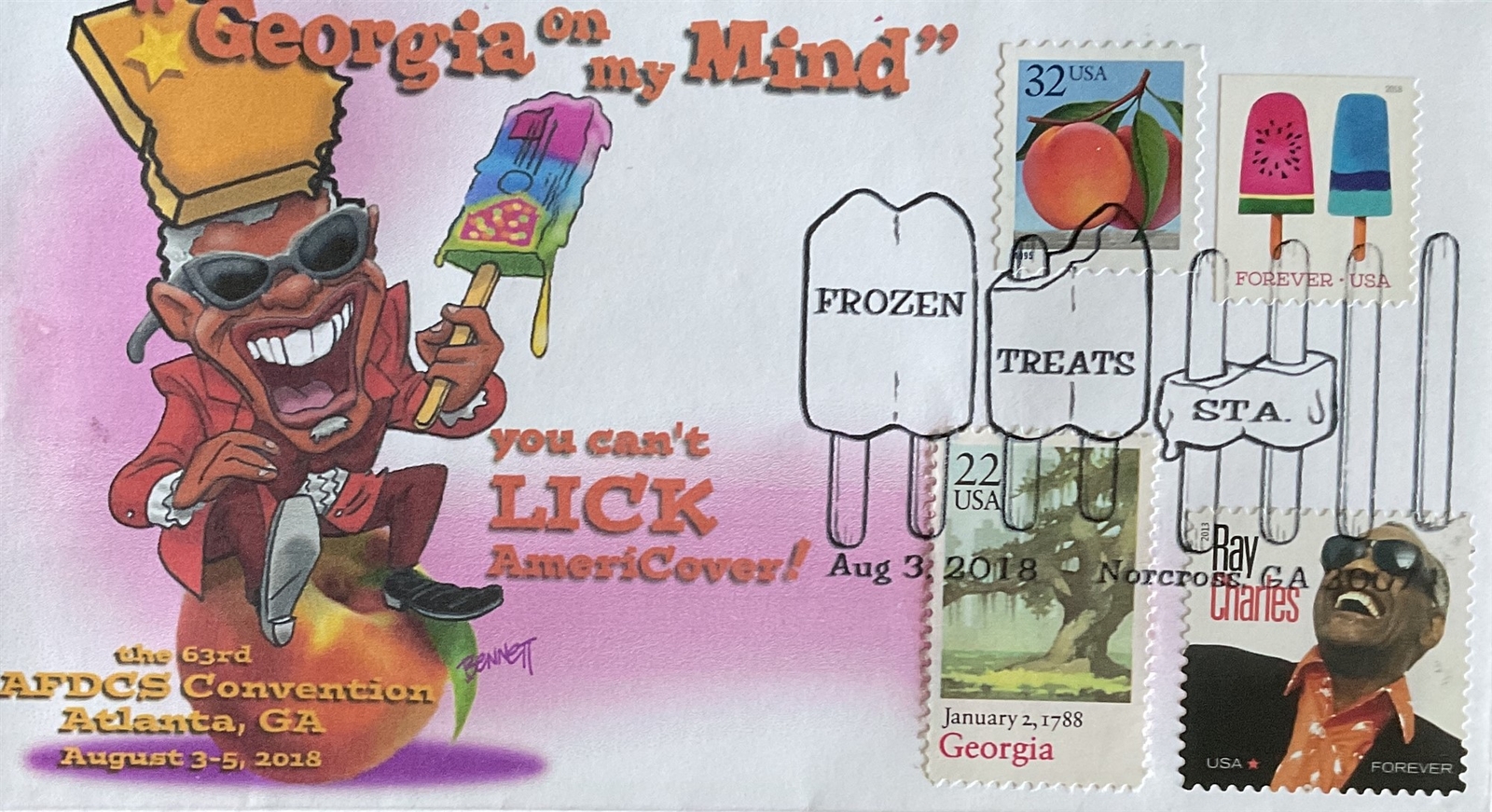 Bennett Cachetoon Ray Charles Georgia on my Mind You can't lick Americover 