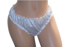White Second Skin Shiny Satin Thong Panties Glossy Womens L NWOT