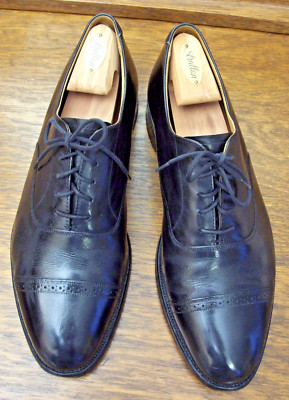 Brooks Brothers Black Cap Toe Oxfords w/Shoe Trees~Mens 10.5D~Made in England