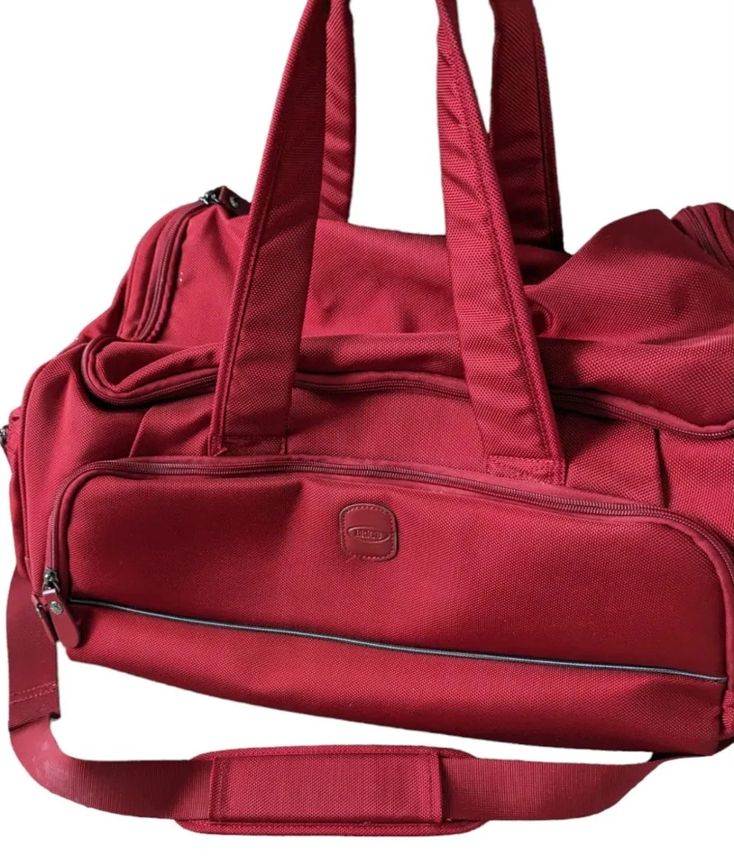 Bolso de Lona Brics Rojo Viaje Llevar de Lona Fin de Semana Hombres Mujeres Gimnasio  Foto 2 de 4