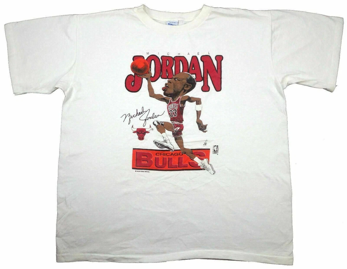 MICHAEL JORDAN vintage t shirt Chicago Bulls NBA Salem Caricature 23 XL 1980s